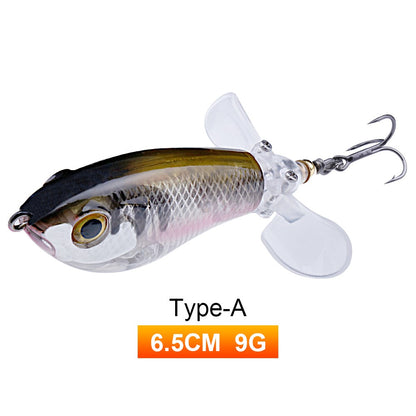 Iscas de Pesca TREHOOK 9g/16g de Superfície Whopper Popper Cauda de Hélice Dupla Giratória Isca Artificial Flutuante