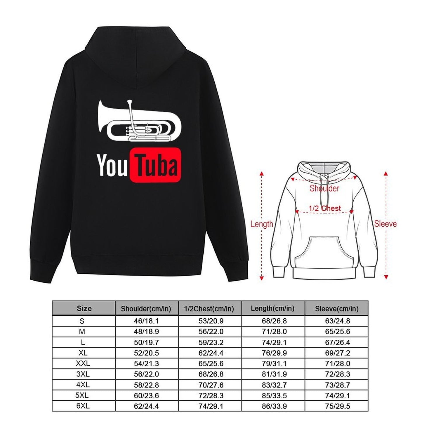 YouTuba Funny Shirt For Tuba Players Hoodie autumn japanese style men's winter sweater aesthetic clothing man hoodie