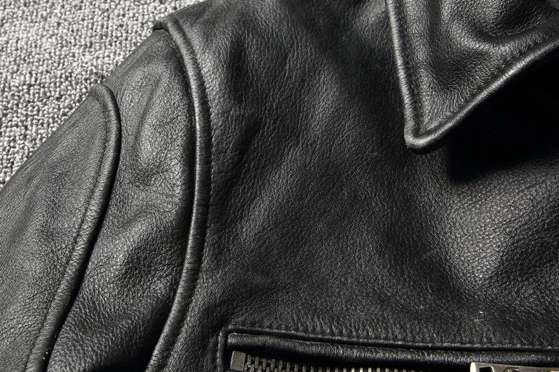 2025 Retro Style 100% Top Layer Cowhide Oversized Leather Jacket Color is made of Old Motorcycle Riding Clothes.