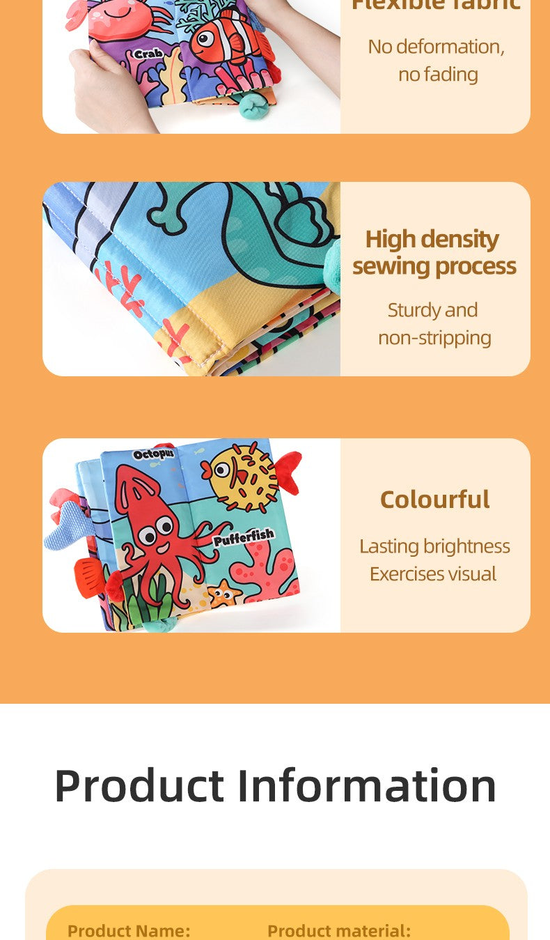 Puzzle Early Education Toys Ocean Style Baby Cloth Books 4 Page Soft Washable Tearable Toy for 0-3 Year Old Babies Newborn Gift