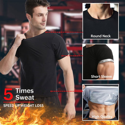 1PC Unisex Sauna Suit Short Sleeve Sweat Shirt Workout Vest for Gym Sport Fitness Body Shaper Slimming Top for Men And Women