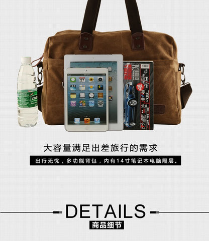 Bolsa Masculina de Lona, Bolsas Casuais de Negócios para Notebook de 15.6 polegadas, Mochila de Viagem de Ombro Fashion e de Alta Qualidade