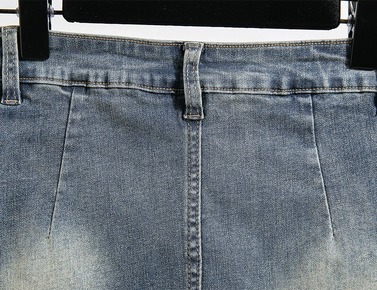 Plus Size Denim Skirt For Women Summer 2024 New High Waisted Mini Blue Jeans Skirts With Lining Korean Fashion Mini Skirt Woman