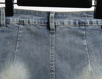 Plus Size Denim Skirt For Women Summer 2024 New High Waisted Mini Blue Jeans Skirts With Lining Korean Fashion Mini Skirt Woman