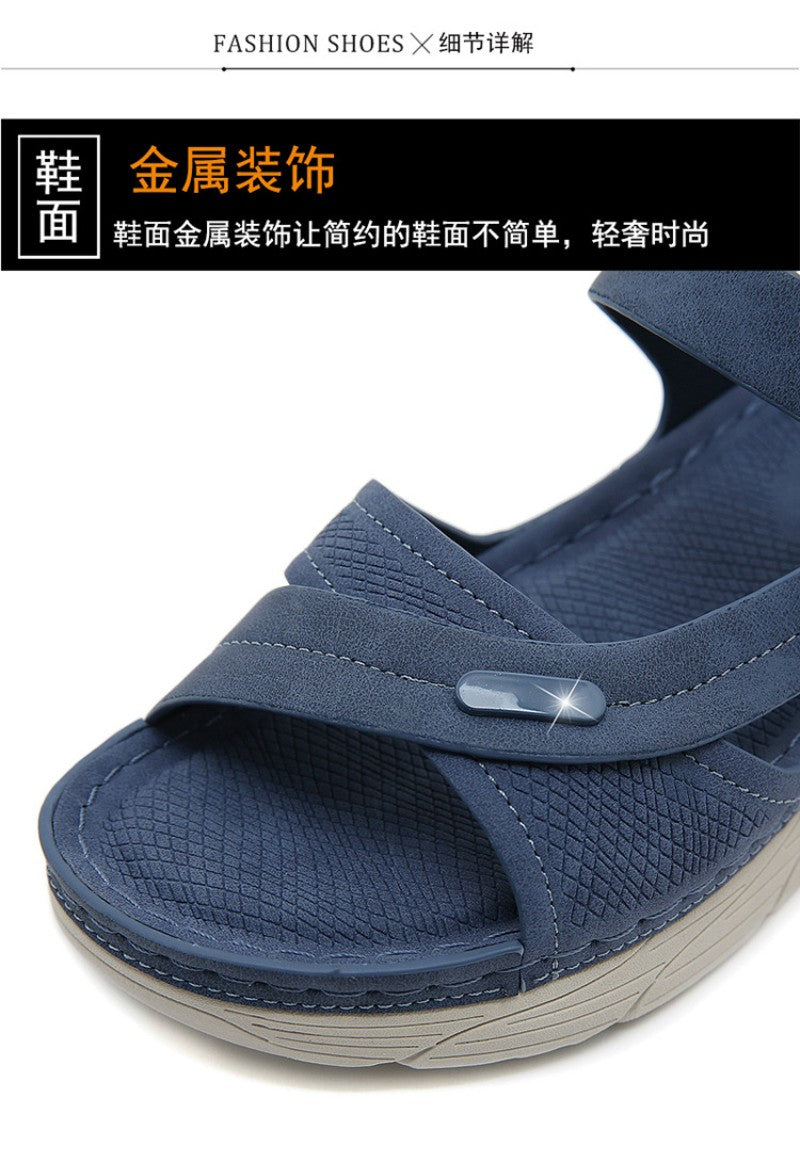 Sandal Lightweight Casual Sporty Comfortable Thick-Soled Velcro Versatile Fashion Trend Breathable National Style Wear-Resistant