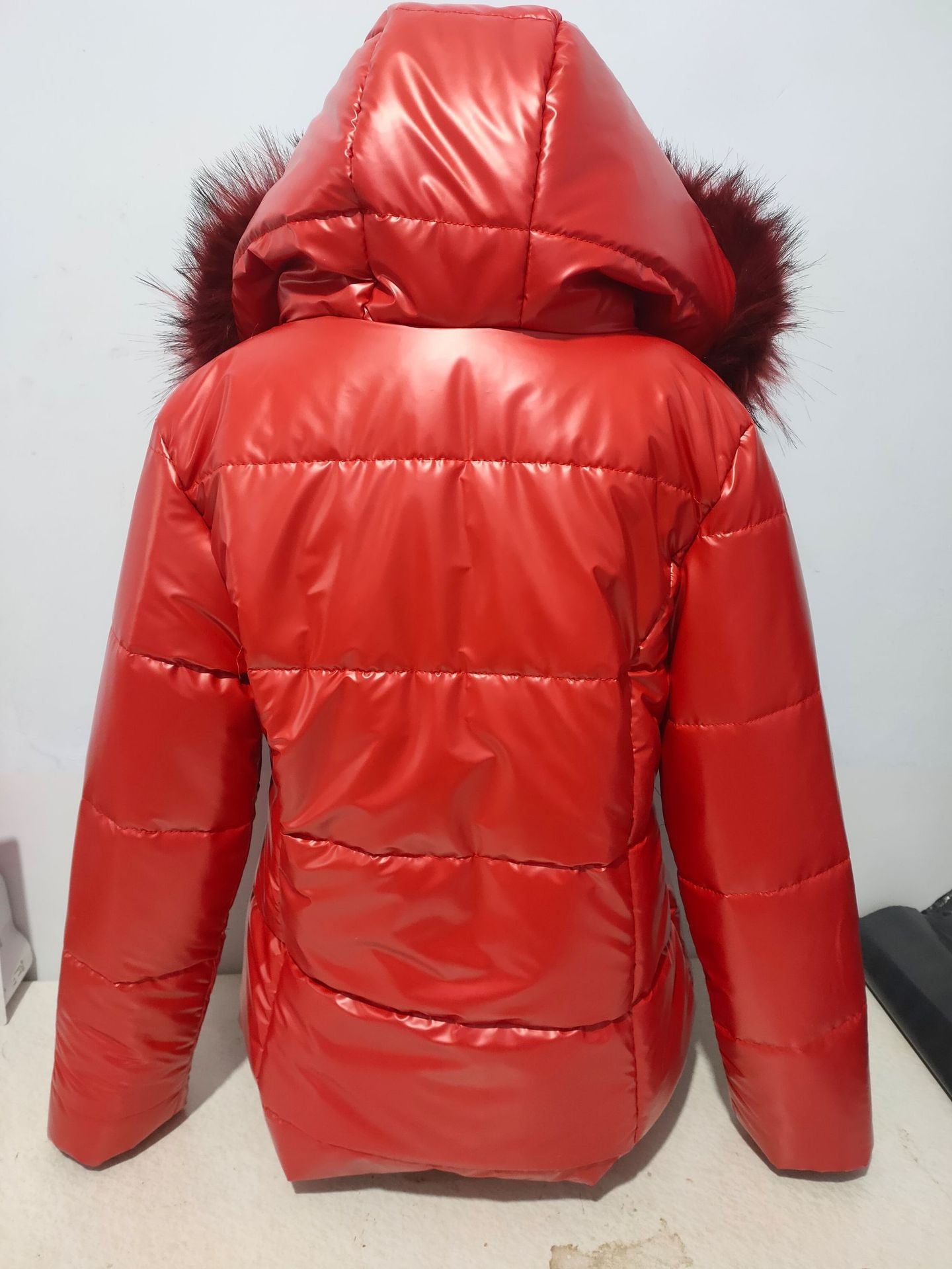 Women’s Short Coat with Fur Collar Winter Warm Quilted Jacket Outerwear