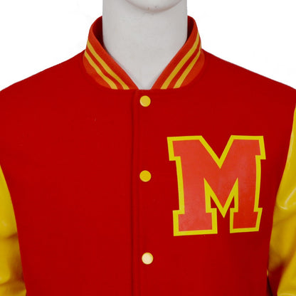 Michael Jackson Thriller Scary Costume Red Leather Jacket for Women Man Adults Dress Halloween Baseball Jacket Retro Bomber Coat
