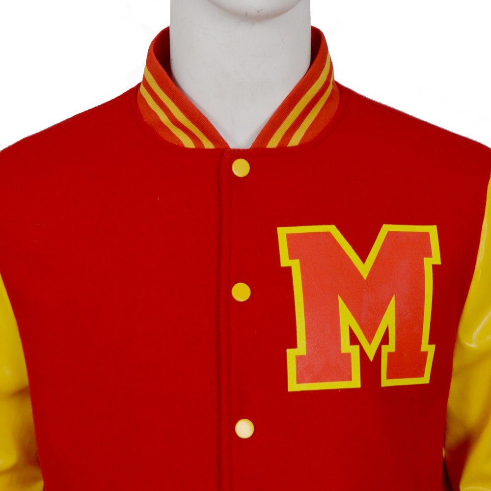 Michael Jackson Thriller Scary Costume Red Leather Jacket for Women Man Adults Dress Halloween Baseball Jacket Retro Bomber Coat