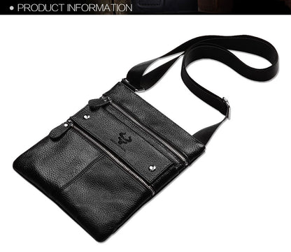 HUMERPAUL Genuine Leather Men's Crossbody Bags Large Capacity Shoulder Sling Bag Multifunction Short Travel Messenger Pack