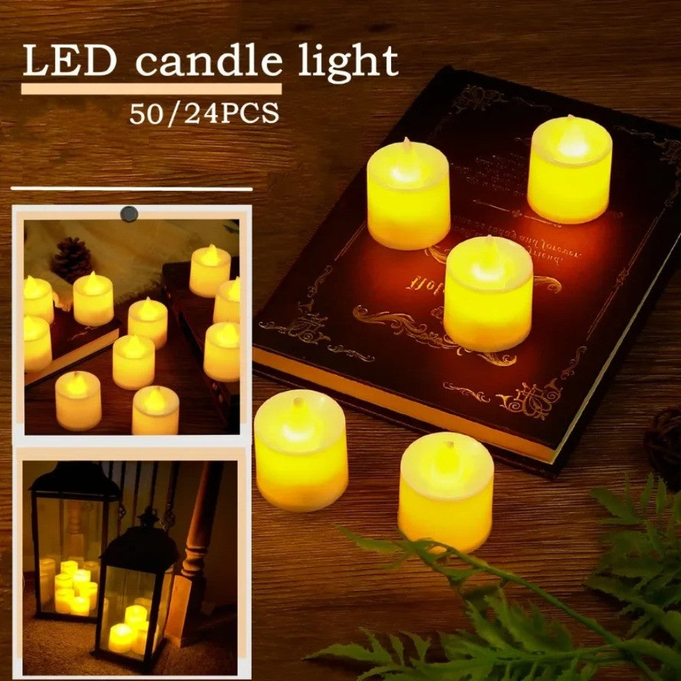 24/50Pcs Flameless LED Tealight Candles Flickering Light With Switch Battery Powered Warm Light For Wedding Christmas Home Decor