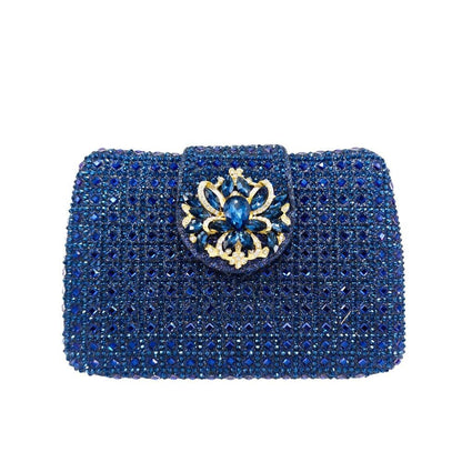 Sparkling Rhinestone Clutch Bag Lady Crystal Evening Purse Luxury Metal Handle Chain Handbag Wedding Party Dinner Diamond Bags