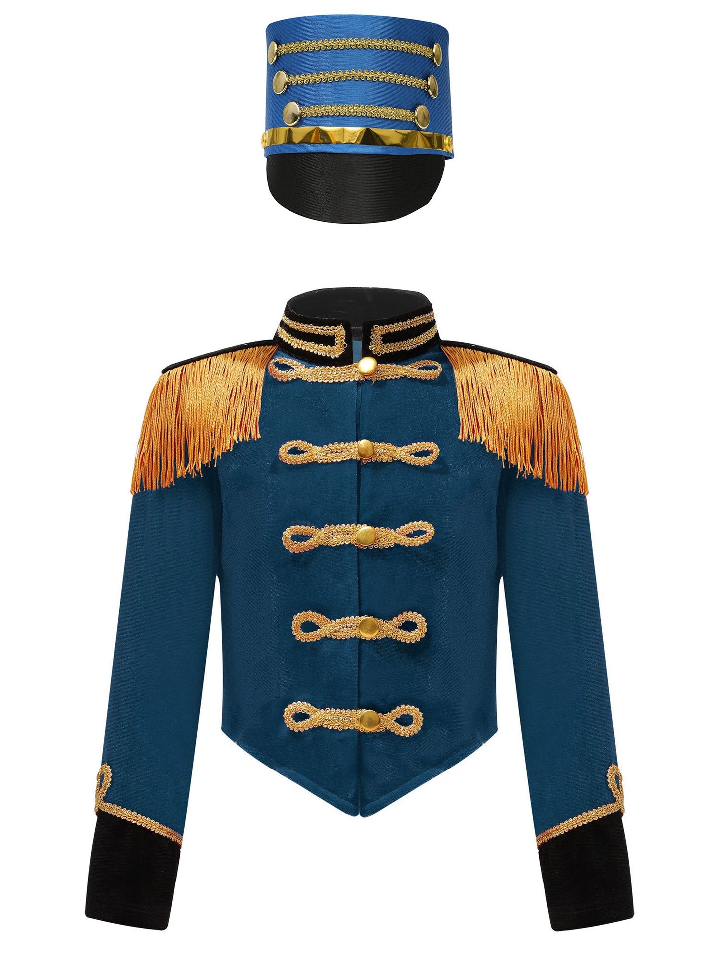 Girls Boys Marching Band Costume Outfits Circus Ringmaster Jacket Coat Team Performance Drummer Drum Major Uniform with Hat Sets