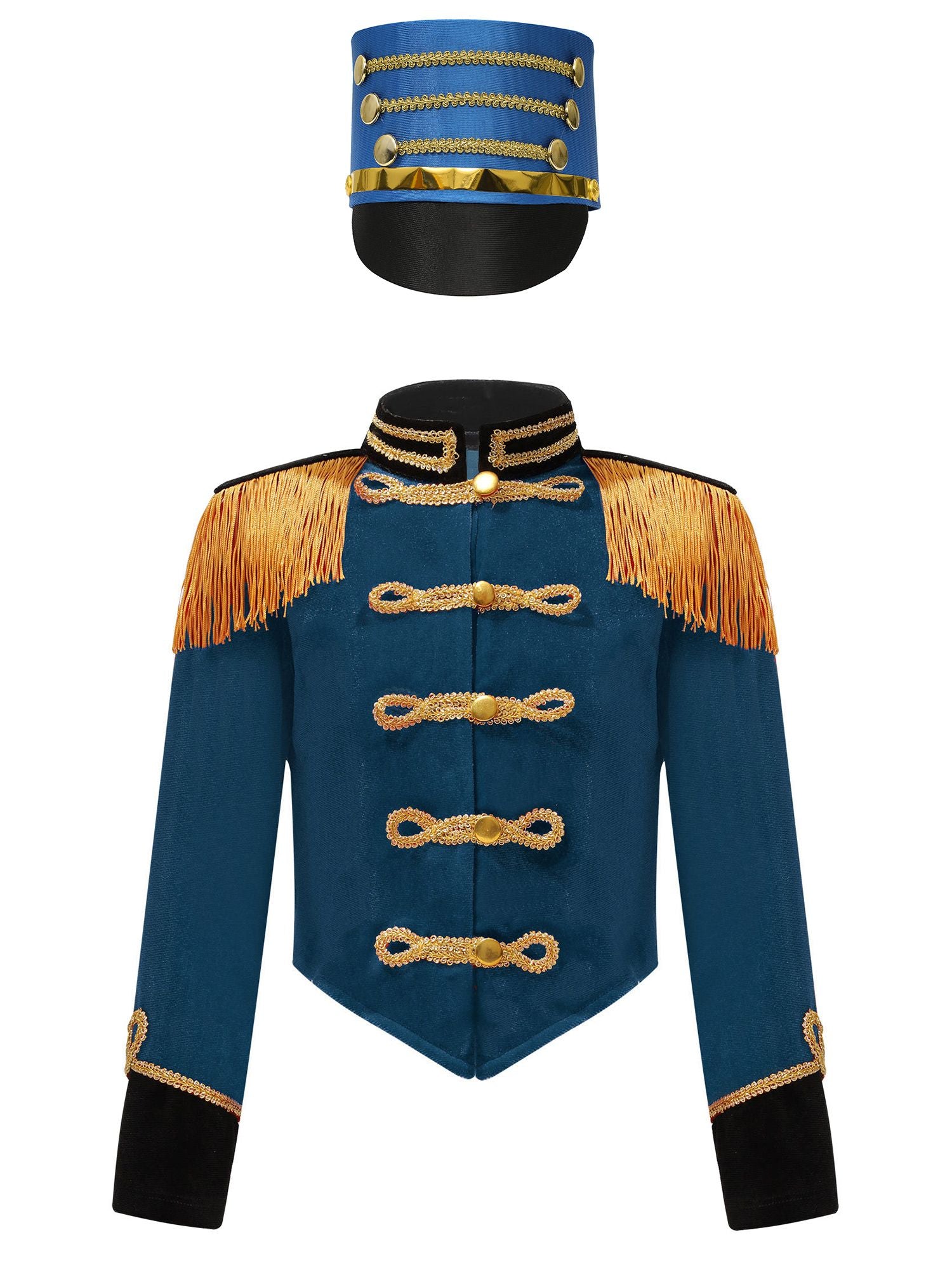 Girls Boys Marching Band Costume Outfits Circus Ringmaster Jacket Coat Team Performance Drummer Drum Major Uniform with Hat Sets