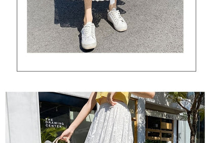 Plus Size plus Size Lace Hollow out f Skirt mid Waist Long Sle Fairy Skirt A-Line Umbrella Skirt Trendy Women's Clothing