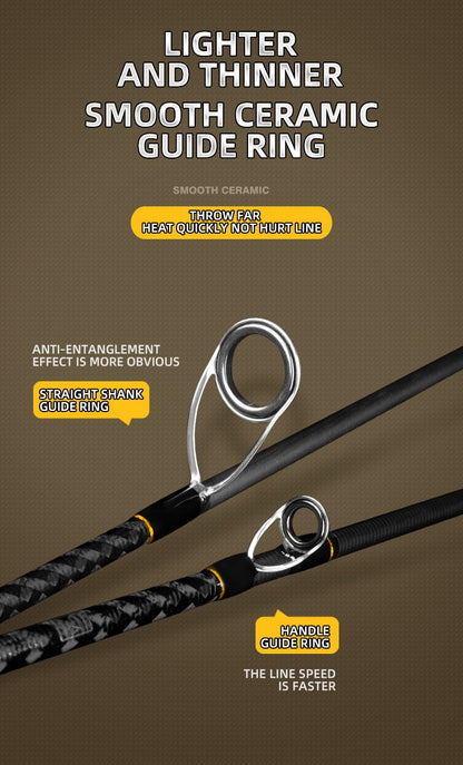 Vara de Pesca de Carretilha e Arremesso Lento ROLLFISH Ocean Boat Jigging Vara de Pesca de Carbono para Isca de Pesca em Água Salgada para Robalo 1.68/1.8/1.98M