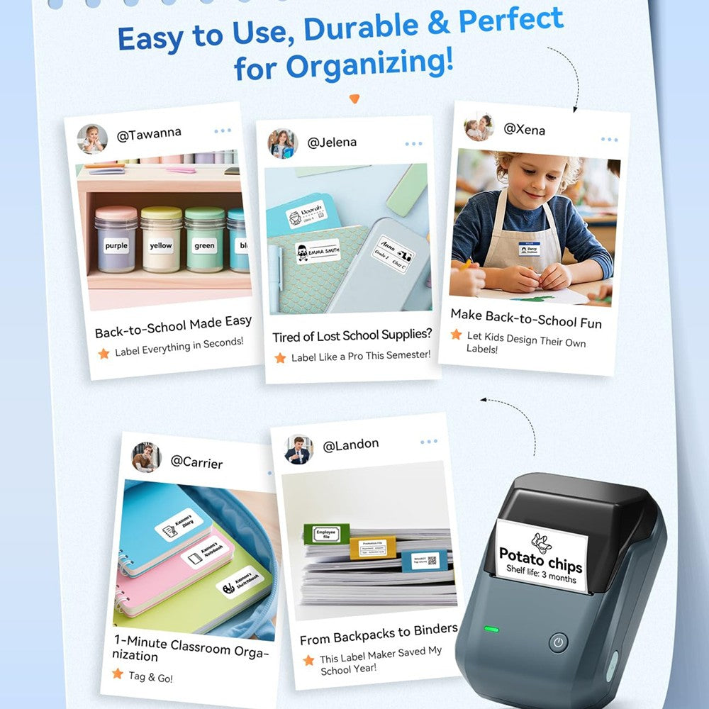 NIIMBOT B1 Portable Thermal Printer With Tapes 2 Inch Adhesive Label Printer Mini Bluetooth Sticker Maker Support Smartphones PC