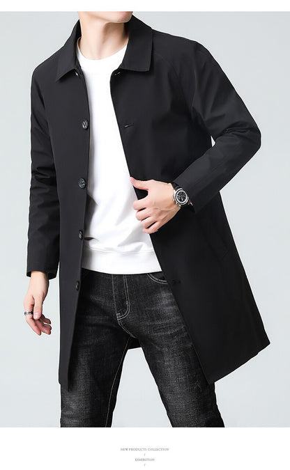 Top Quality Korean New Brand Casual Fashion Long Men Trench Coat  Windbreaker Overcoat Slim Fit Long Jacket Men Clothing