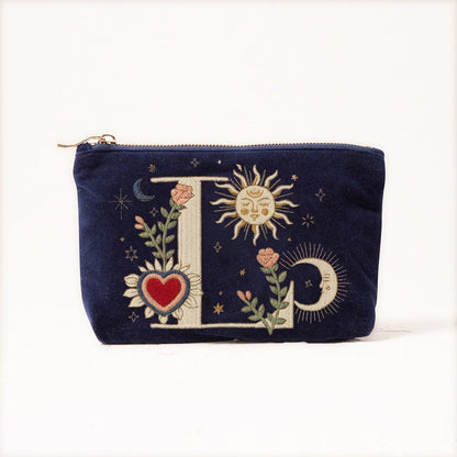 Velvet Handbag Vintage Printed Letter Pattern Makeup Bag