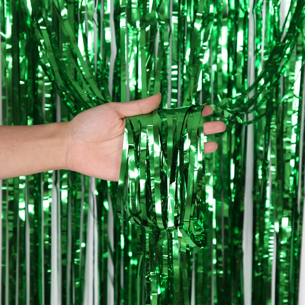 Metallic Tinsel Foil Fringe Curtains Photo Backdrop Glitter Streamers Foil Fringe Backdrop Curtain for Xmas Wedding Background