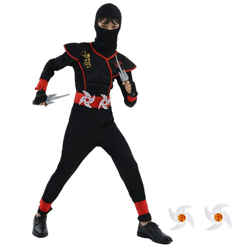 Ninja Costume Set Blue Masked Ninja Halloween Party Dress Up Outfit for Children Boys Girls with Toy Gift Holiday Party Costume