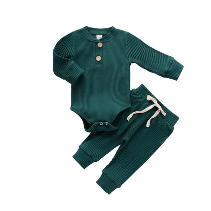 Ma&Baby 0-24M Newborn Infant Knit Baby Boy Girl Clothes Set Long Sleeve Button Romper Pants Outfits Autumn Spring Baby Clothing