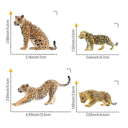 7Pcs Simulation Cheetah Family Wildlife Animal Model Toy Mini Jaguars Figures Dolls Action Figurines Toys for Children Set Gift