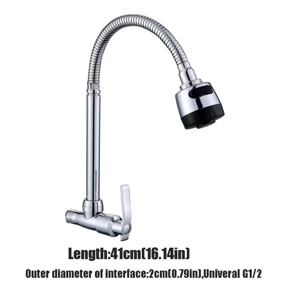 360° Kitchen Wall Mounted Faucet Single Cold Universal Vegetable Basin Faucet Bathroom Stainless Steel Sink Balcony Faucet