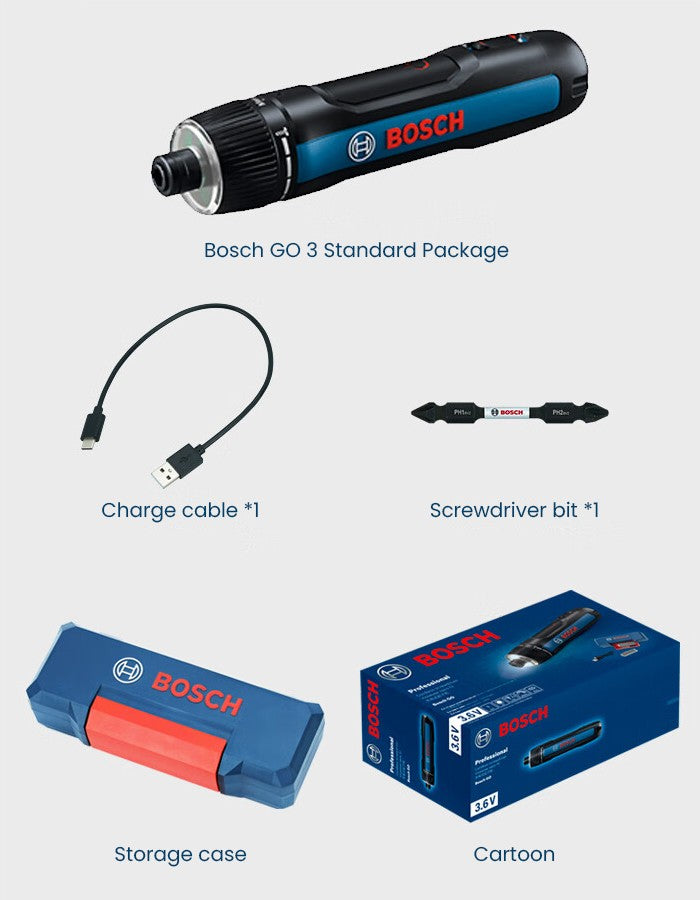 Parafusadeira Bosch GO 3 Elétrica Conjunto 3.6V 5Nm Mini Furadeira Sem Fio Recarregável Chave de Fenda Ferramenta Elétrica Multifuncional Bosch