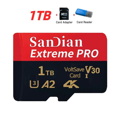 Cartão de memória original Micro TF/SD 256GB 512GB Cartões de memória 1TB Cartão de memória SD Flash de alta velocidade V30 para telefone/laptop/desktop