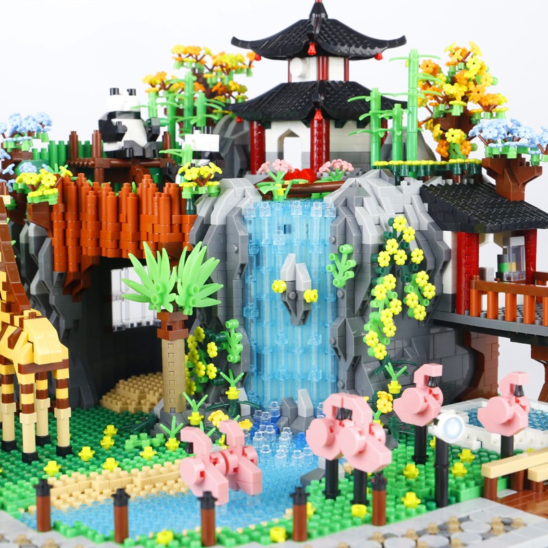 5000 PEÇAS Blocos de Construção Jardim Zoológico Cidade Girafa Panda Parque Zoológico Rua Vista Montar Micro Tijolos Brinquedos Presentes Crianças