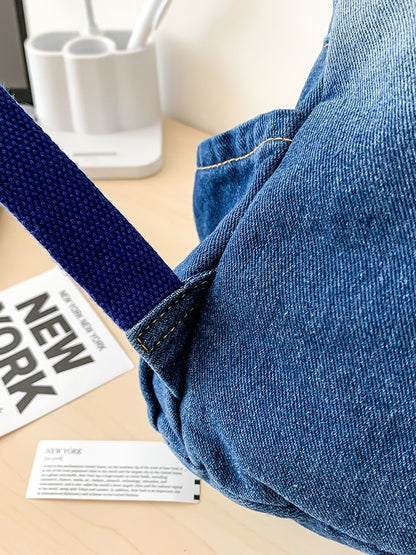 Men's and Women's Backpacks, Student Schoolbags, Large-Capacity Washed Denim Bags