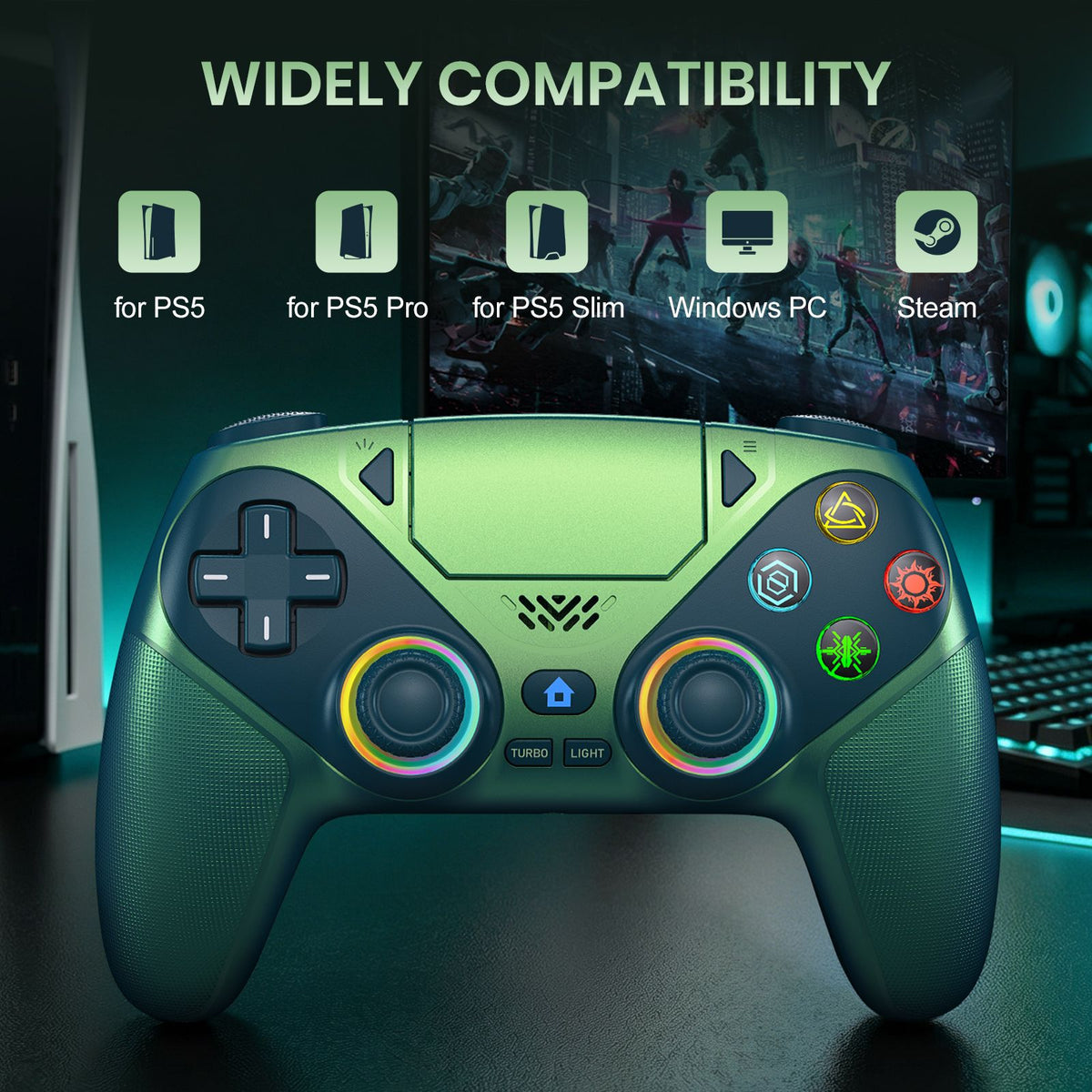 For Playstion 5 Controller PS5 Pro/Slim/PC Wireless Gamepad Hall Effect Trigger RGB Turbo Vibration Button Joystick