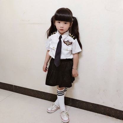 2025osplay Costumes pour enfants, uniforme de pilote d'avion, vêtements de classe de profession