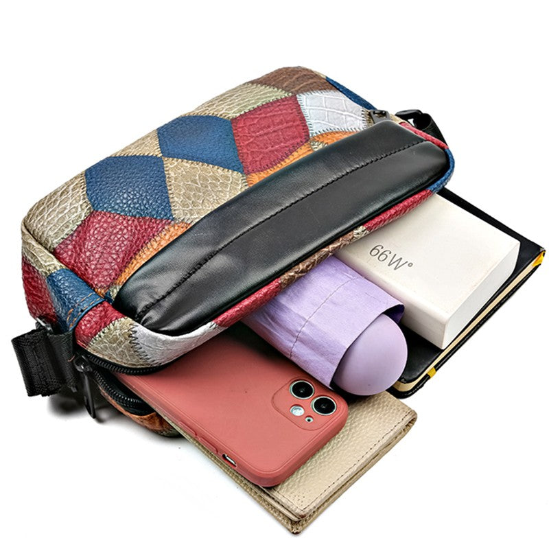 Casual Business Shoulder Bag for Men Pu Leather Messenger Bag Wide Strap Crossbody Bags Square Plaid Designer Male Sling Bags