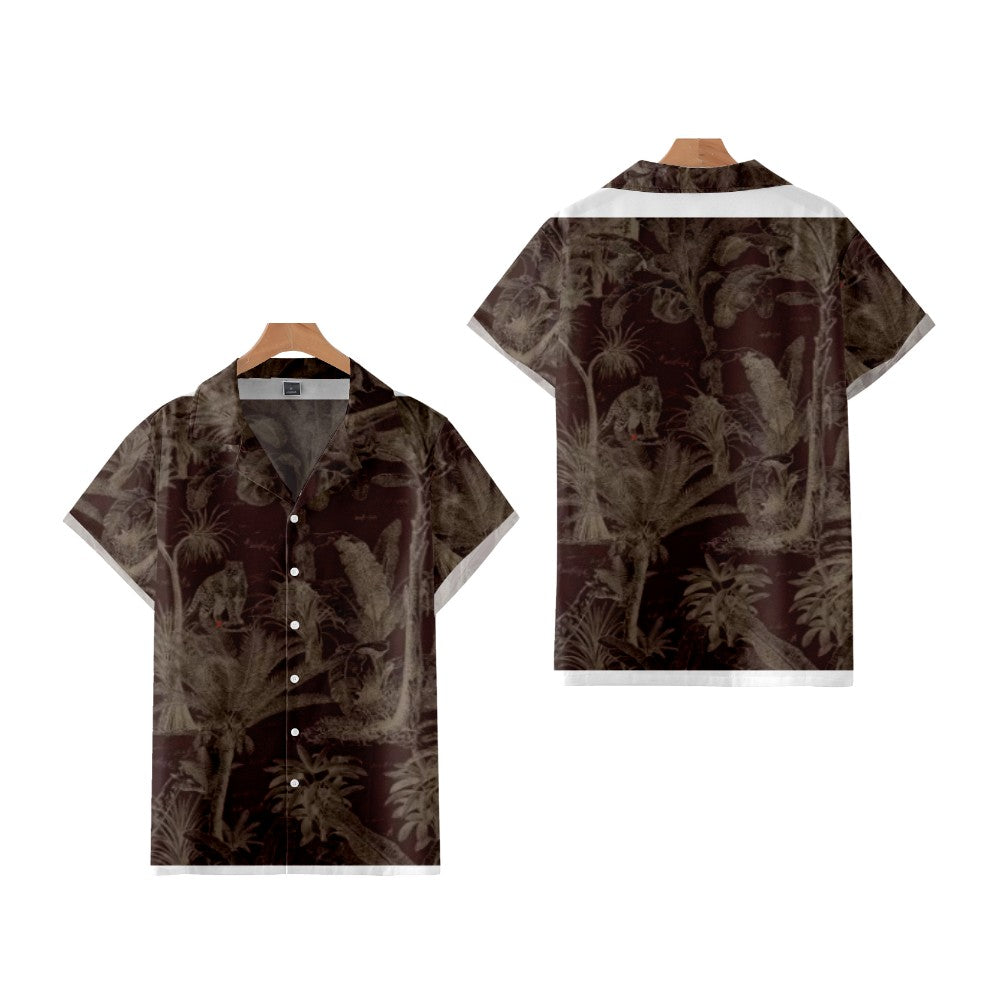 New Men's Shirts Hawaii Tropical Style Parrot Print Short Sleeve Aloha Shirts Cuban Style Summer Plus Size Casual