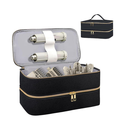 Customized name PU leather double-layer hair dryer storage bag, beauty tool box, hair curler accessories storage box