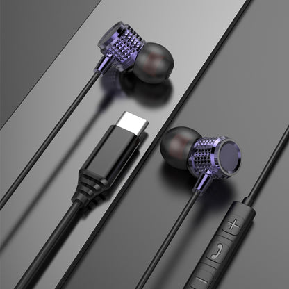 USB Type C Earbuds Metal Heavy Bass Earphones In Ear Noise Reduction 3.5mm Wired Headphones with Mic for Samsung Galaxy iPhone