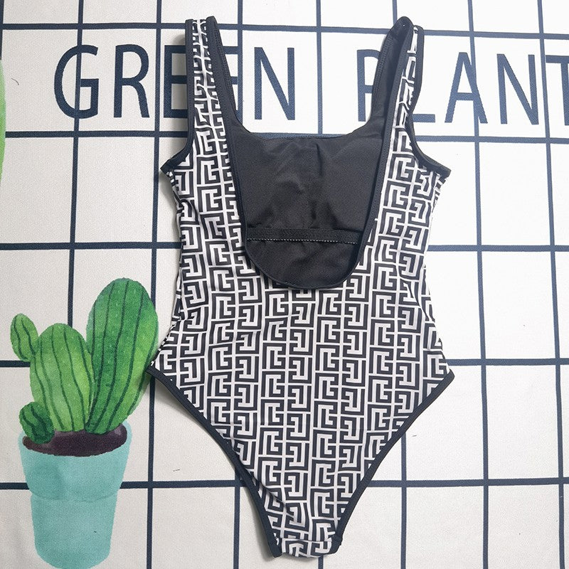 Fashion Design Women's Swimsuits Outdoor Conservative Bikini Sets Beach Sexy Slim-fit Luxury Print Camisole One-pieces Swimsuits