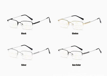 Progressive Men's Eyeglasses Frame Multifocal Reading Glasses Anti Blue Light Eyewear Near Far Sight Glasse escuadras de metal+4