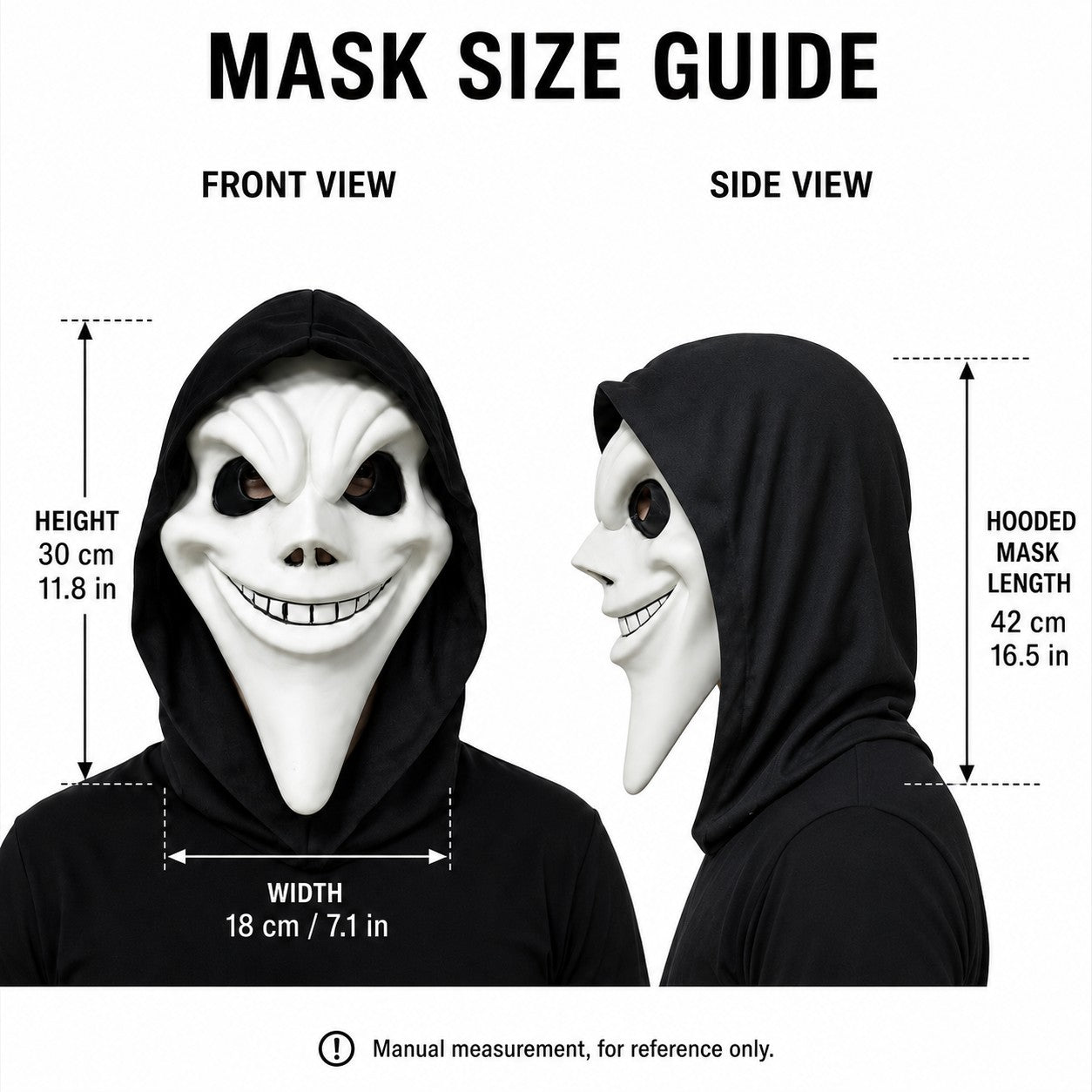 Ghost Face Mask with Hood Halloween Costume Scary Movie Funny Killer Cosplay Prop for Adults Horror Party