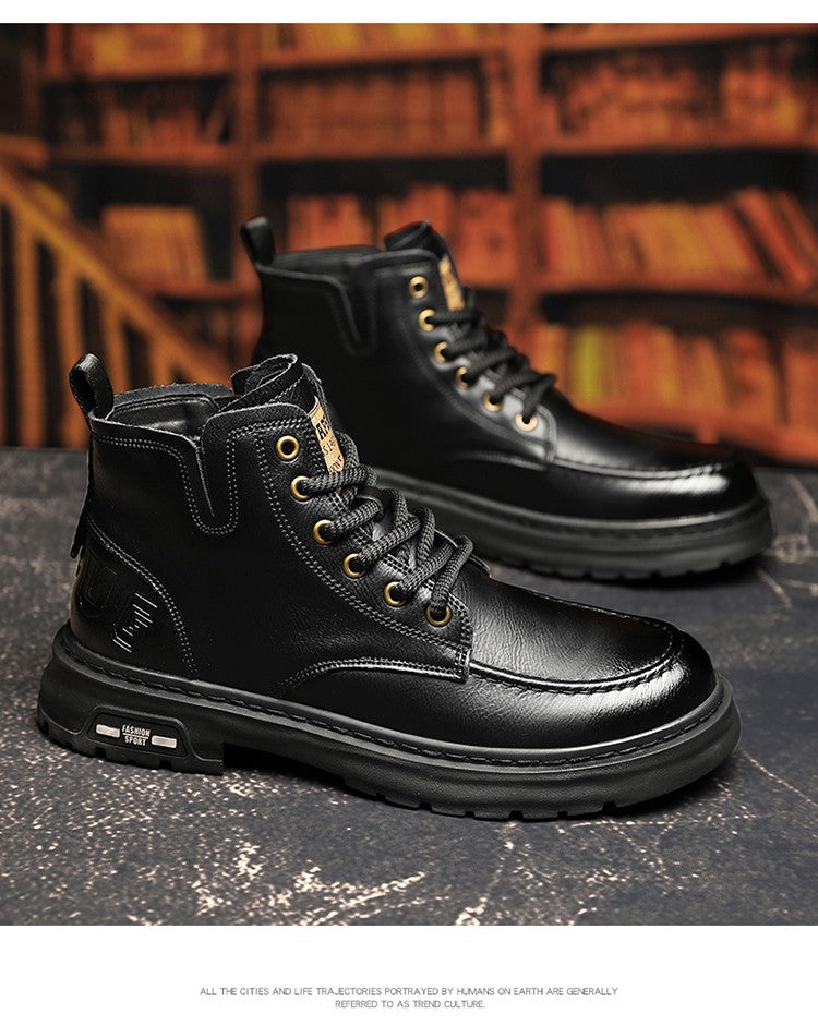 Hot Sale Brown Men's Boots Comfort Outdoor Men Motorcycle Boots Casual Lace-Up Ankle Boots Man Platform Boots botas para hombre