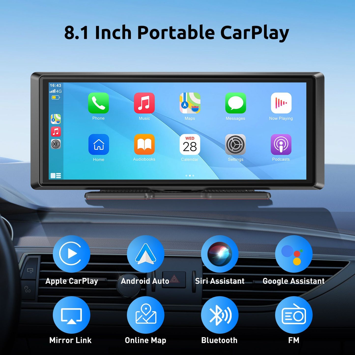 ESSGOO  8.1 inch Car Radio Multimedia Video Player Portable Stereo Wireless Carplay Android Auto For Universal Autoradio GPS WiF