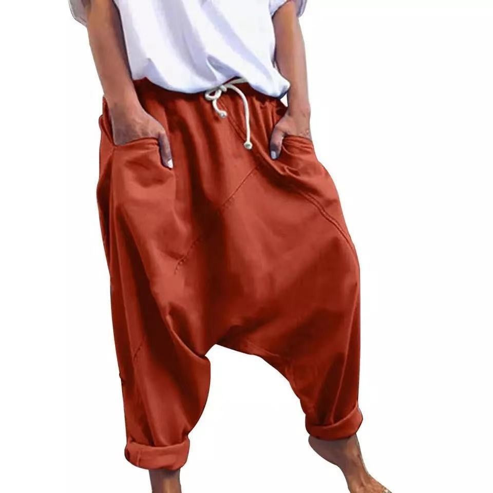 Women's Casual Harem Crotch Pants, Fashionable Lace-up Harem Pants, Women Trousers, Oversized Hip-hop Streetwear Woman