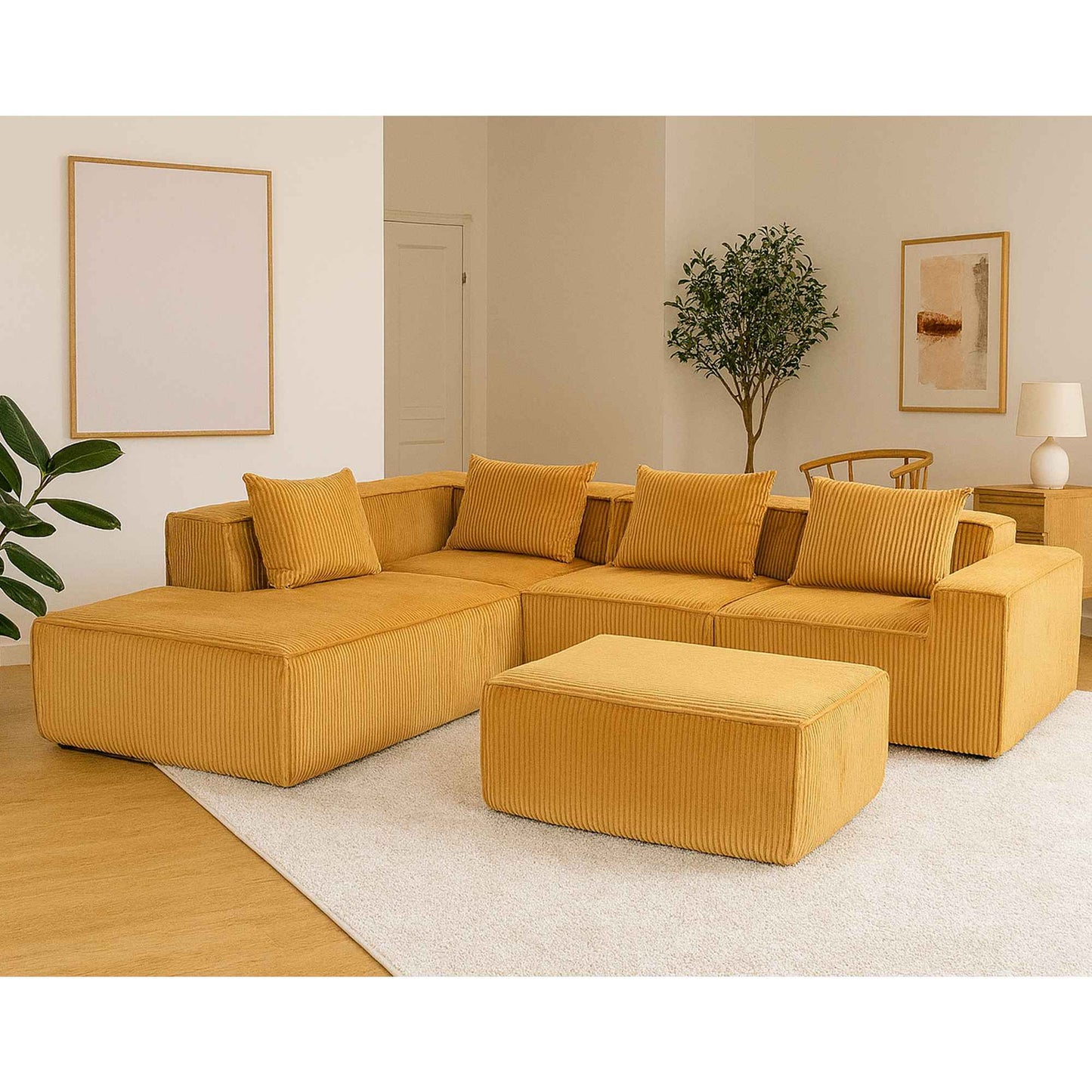 Sectional boneless Couch with L-Shape Chaise,Modern Modular sleeper Sofa with Deep Seat, Upholstered Couches for Room
