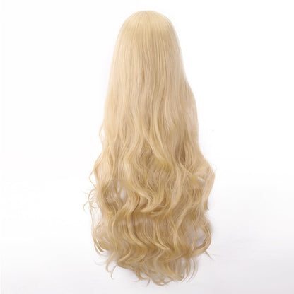 Peruca de anime colorida estilo cosplay europeu e americano, com rede de fivela para comércio exterior, universal, 80CM de comprimento, encaracolada de fibra sintética