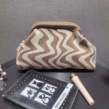 2025 NEW Ladies Beach Shoulderbag Vintage Letter Crochet Knitted Tote Crochet Cord Fabric Shopping Bag Unclosed Unlined Purse