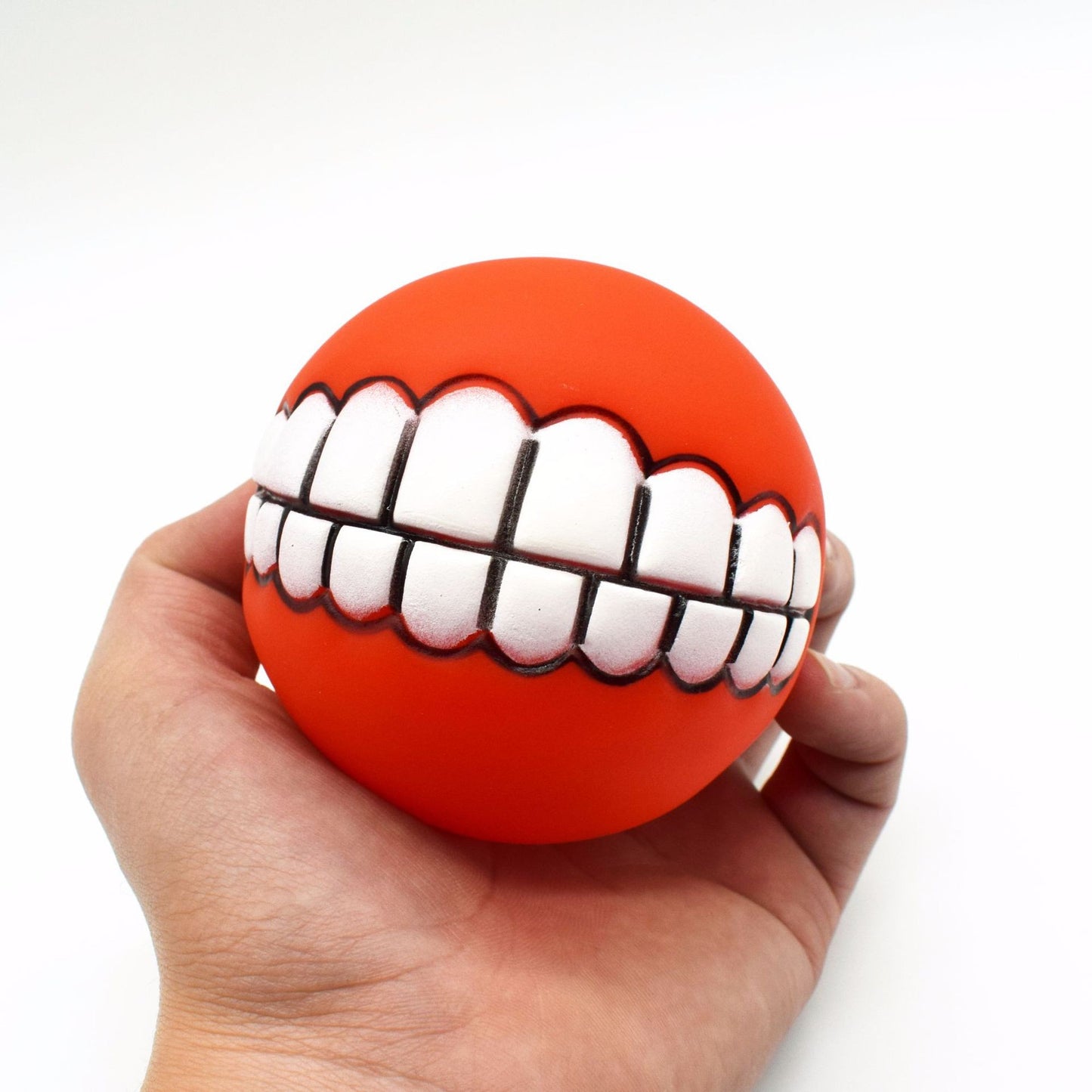 Bola para cães com dentes, brinquedo engraçado para truques, brinquedo de silicone para cães, brinquedo de mastigar com guincho, brinquedos sonoros para cães, brinquedos para cachorros, brinquedo interativo para gatos
