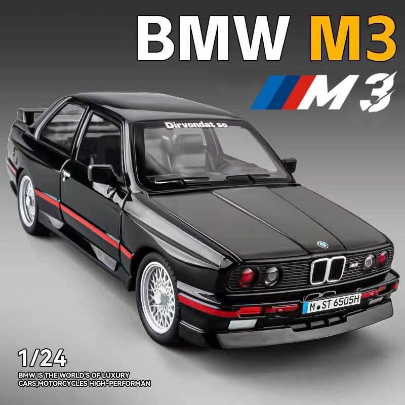 1:24 1988 BMW E30 M3 IM Liga Escala Modelo Carro Diecast Miniatura de Metal Carro Som?Luz Coleção de Carros Clássicos Brinquedo Infantil Veículo