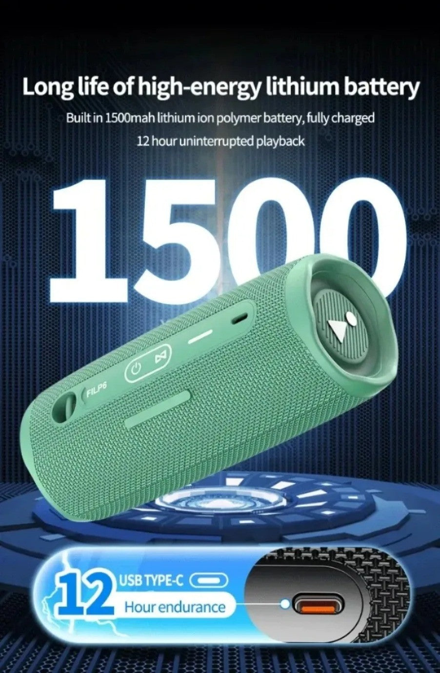 Caixa De Som Bluetooth Portátil Flip6 Multifuncional TWS Áudio Subwoofer Sem Fio para Casa com Dois Alto-falantes