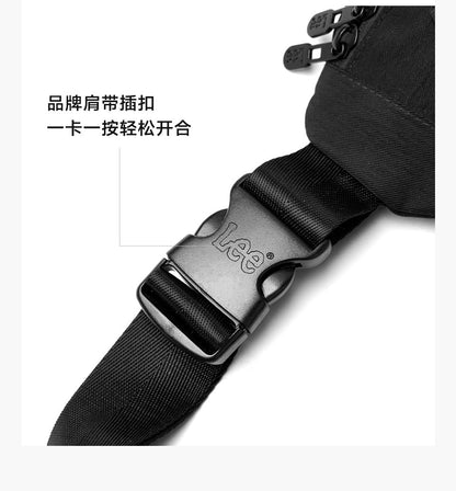LEE Original Black Fashion Fanny Pack Women Men Korea Style Waterproof Nylon Crossbody Chest Bag Sport Phone Shoulder Waist Bag